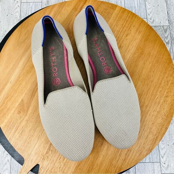 Rothy’s The Loafer Linen Double Stich Slip On Flats Shoe Tan 11 - Picture 1 of 11